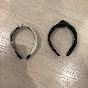 Black And Cream Faux Leather Knot Top Headband